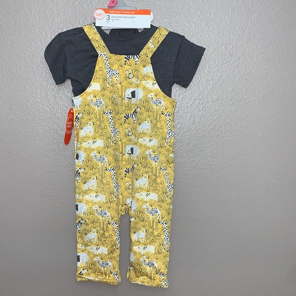 Wonder Nation Baby Boy Coverall Outfit Set,3-Piece - Picture 6 of 7